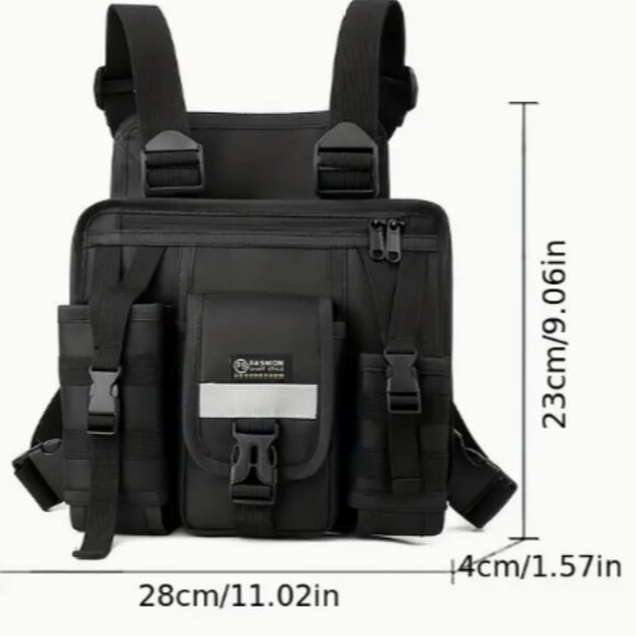 Tactical chest Bag with Back Storage BLack NWT - Picture 2 of 5